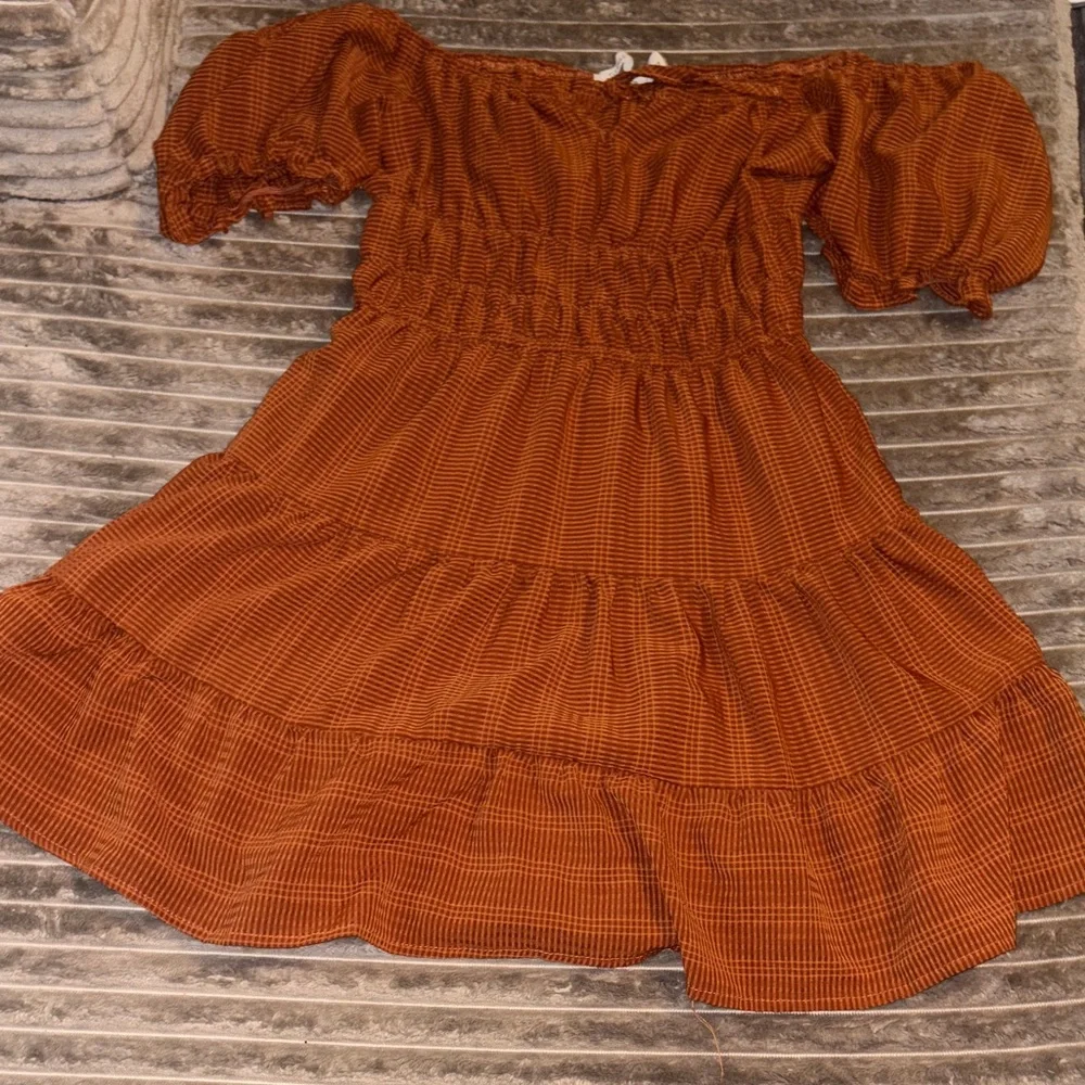 Liberty Love Women's Midi Dress in Warm Orange - Picture 1 of 3